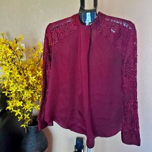 burgundy lace long sleeve shirt